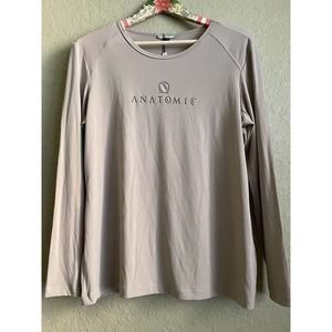 NWT Anatomie Logo Long Sleeve Beige Shirt Size Large